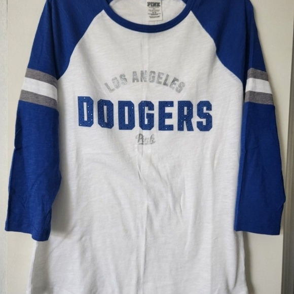 PINK Victoria's Secret Tops - PINK Victoria's Secret Blue and White Tee